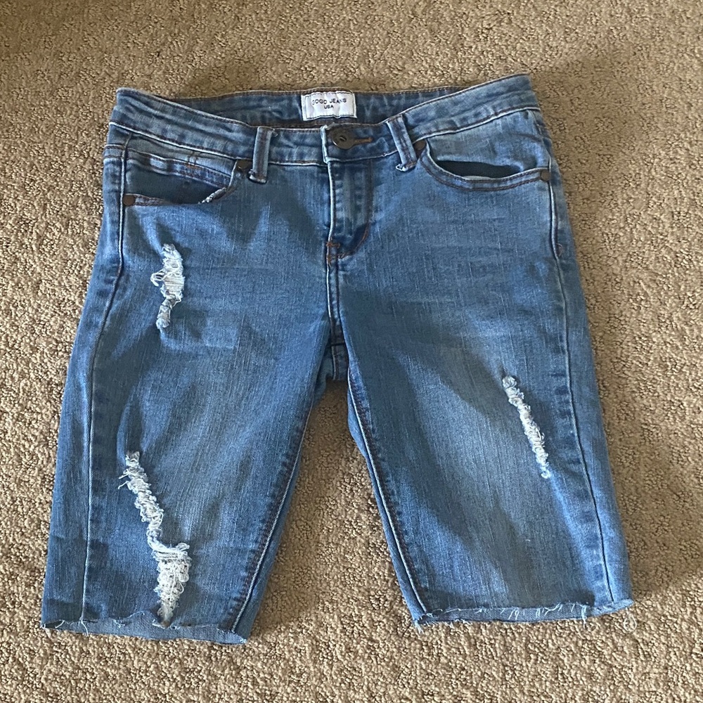 Junior’s Blue Distressed Denim Shorts